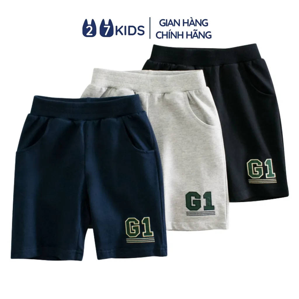 Ảnh Quần short bé trai 27Kids sooc đùi thể thao nam vải Cotton cho trẻ từ 2-10 tuổi BSPS2 1