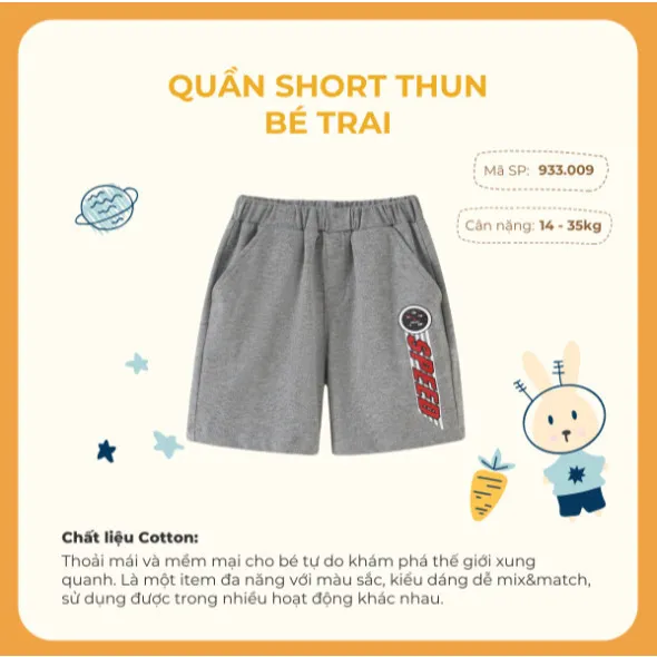Ảnh Quần short bé trai Rabity cotton co giãn thoáng mát 91074 3