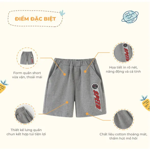 Ảnh Quần short bé trai Rabity cotton co giãn thoáng mát 91074 4