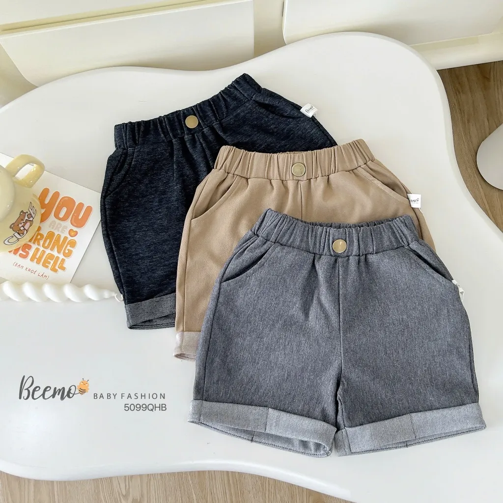 Ảnh Quần short Beemo giả jean gập gấu năng động vải da cá thoáng mát cho bé trai từ 9-24kg 5099QHB 1
