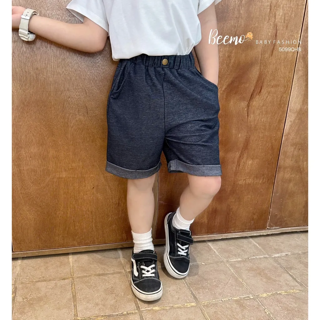 Ảnh Quần short Beemo giả jean gập gấu năng động vải da cá thoáng mát cho bé trai từ 9-24kg 5099QHB 3