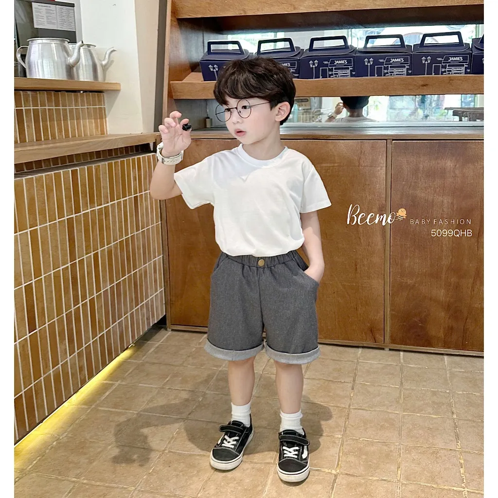Ảnh Quần short Beemo giả jean gập gấu năng động vải da cá thoáng mát cho bé trai từ 9-24kg 5099QHB 4