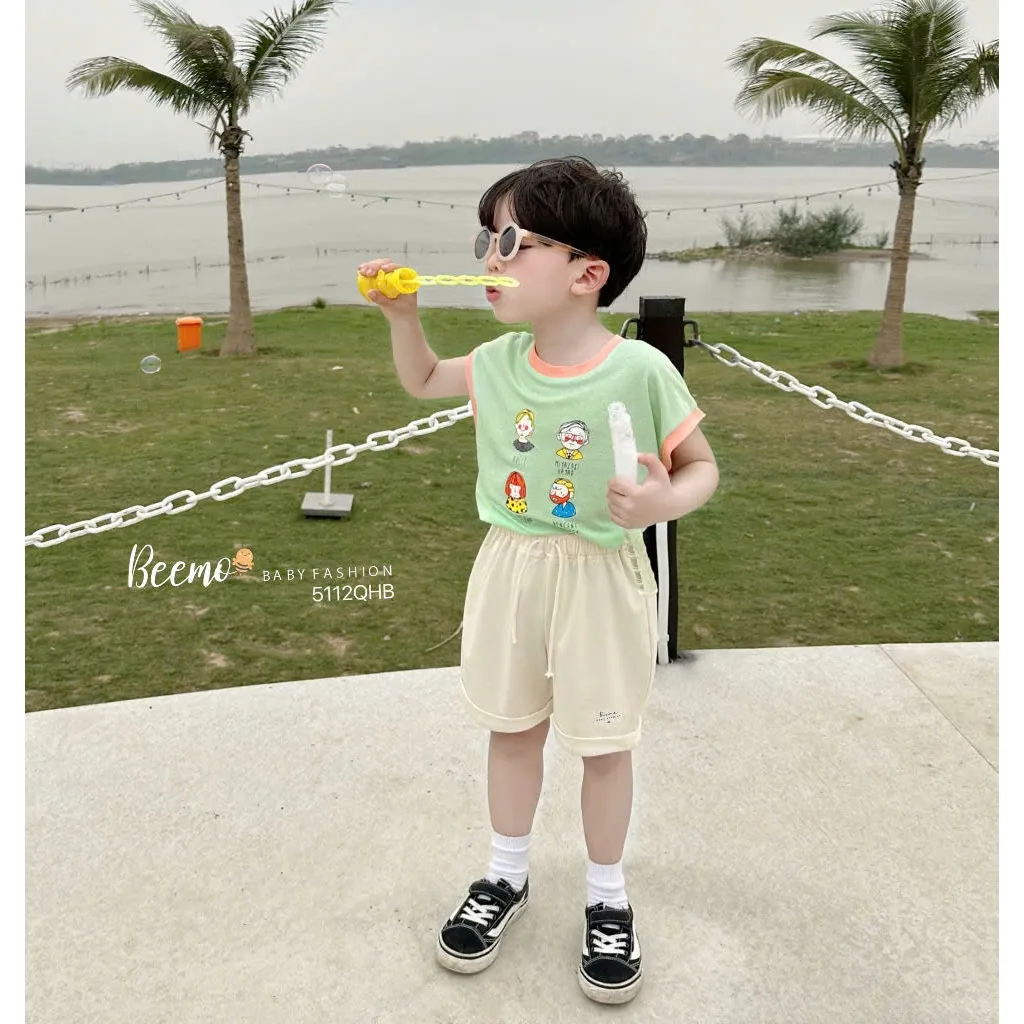 Ảnh quần short Beemo sắc màu phối tag vải cotton thoáng mát cho bé trai từ 9-24kg 5112QHB 2