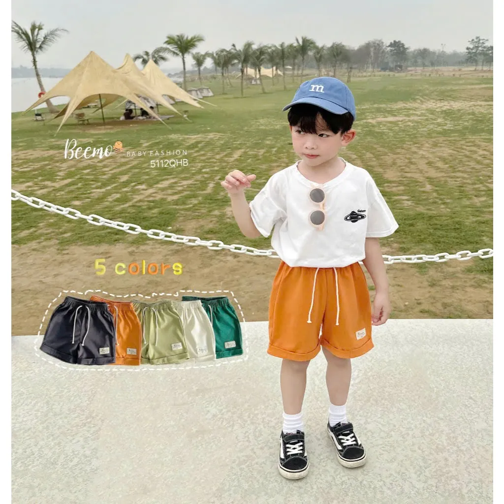 Ảnh quần short Beemo sắc màu phối tag vải cotton thoáng mát cho bé trai từ 9-24kg 5112QHB 4