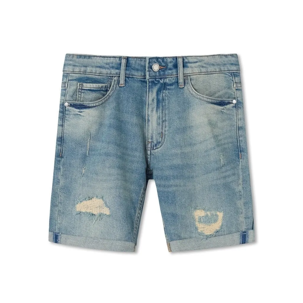 Ảnh Quần Short Denim Nam Basic 5-pocket Ripped Wash Form Slim-fit QSID0228 2