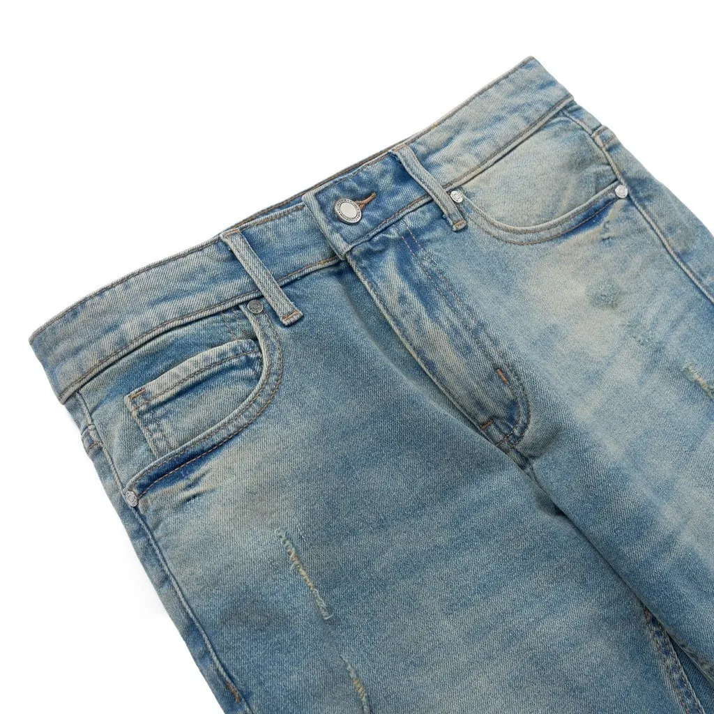 Ảnh Quần Short Denim Nam Basic 5-pocket Ripped Wash Form Slim-fit QSID0228 4