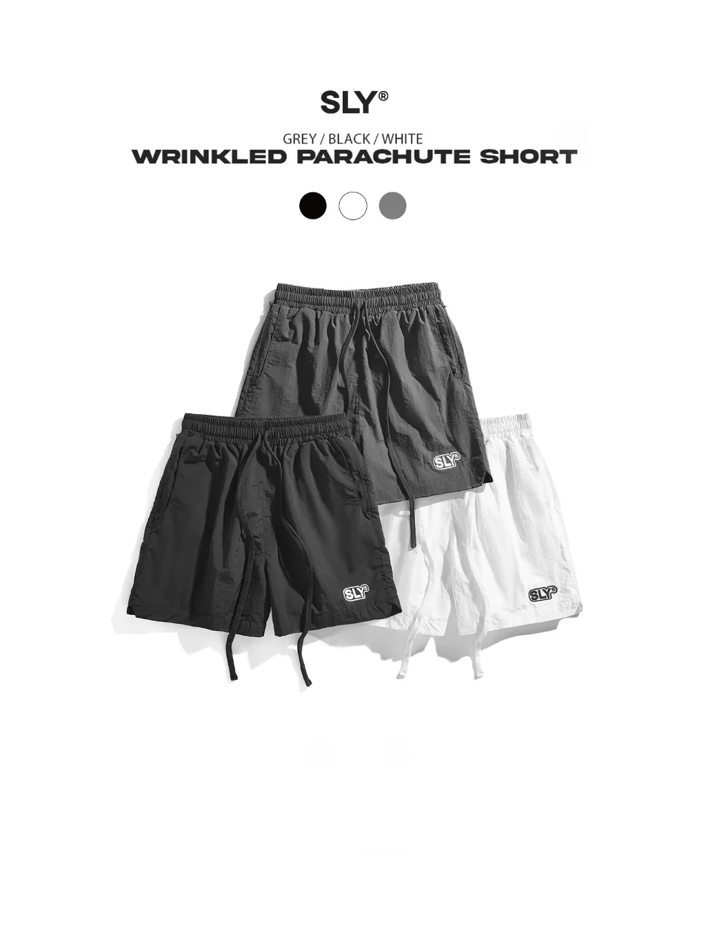Ảnh Quần short dù SLY Wrinkled Parachute Short 3 màu 1