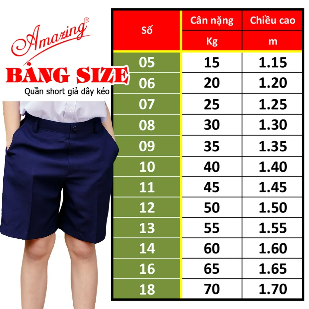 Ảnh Quần short giả dây kéo bé trai ,màu xanh đi học, phía sau lưng thun, dáng quần gọn đẹp, Amazing 2