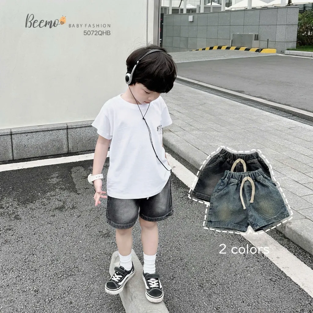 Ảnh Quần short jean Beemo co giãn vải jean cho bé trai mặc đi chơi, đi học từ 9-24kg 5072QHB 1