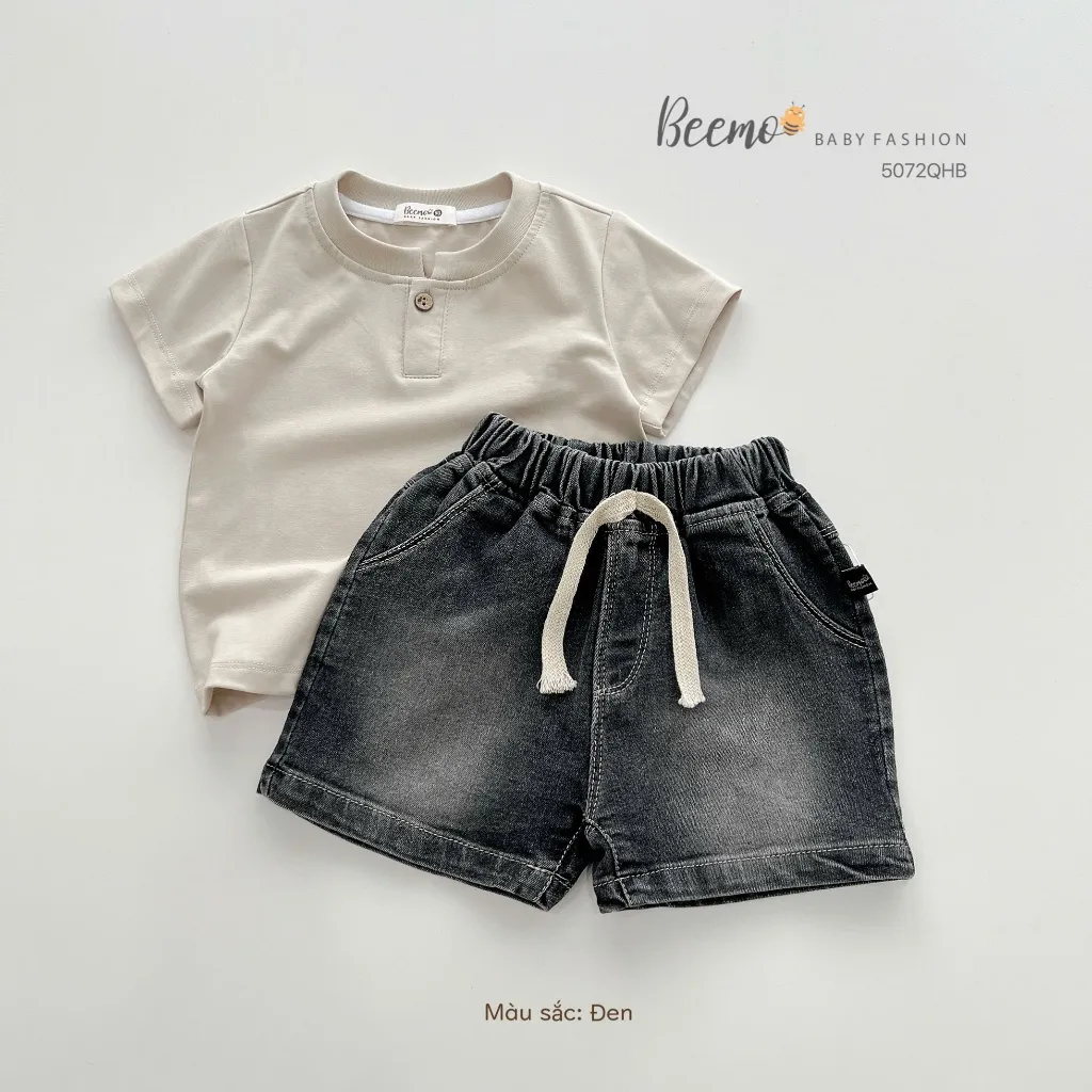 Ảnh Quần short jean Beemo co giãn vải jean cho bé trai mặc đi chơi, đi học từ 9-24kg 5072QHB 2