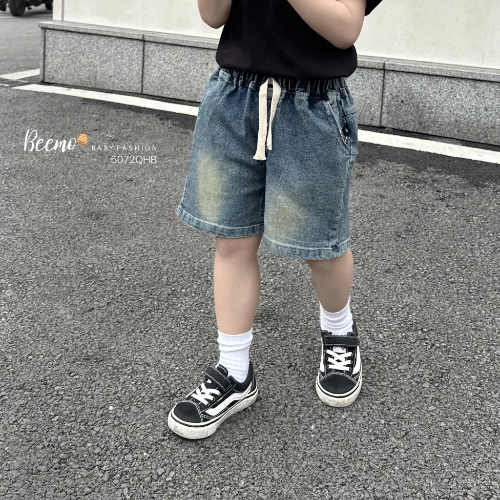 Ảnh Quần short jean Beemo co giãn vải jean cho bé trai mặc đi chơi, đi học từ 9-24kg 5072QHB 3