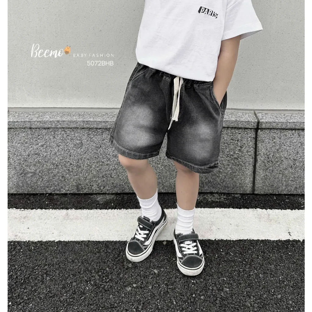 Ảnh Quần short jean Beemo co giãn vải jean cho bé trai mặc đi chơi, đi học từ 9-24kg 5072QHB 4
