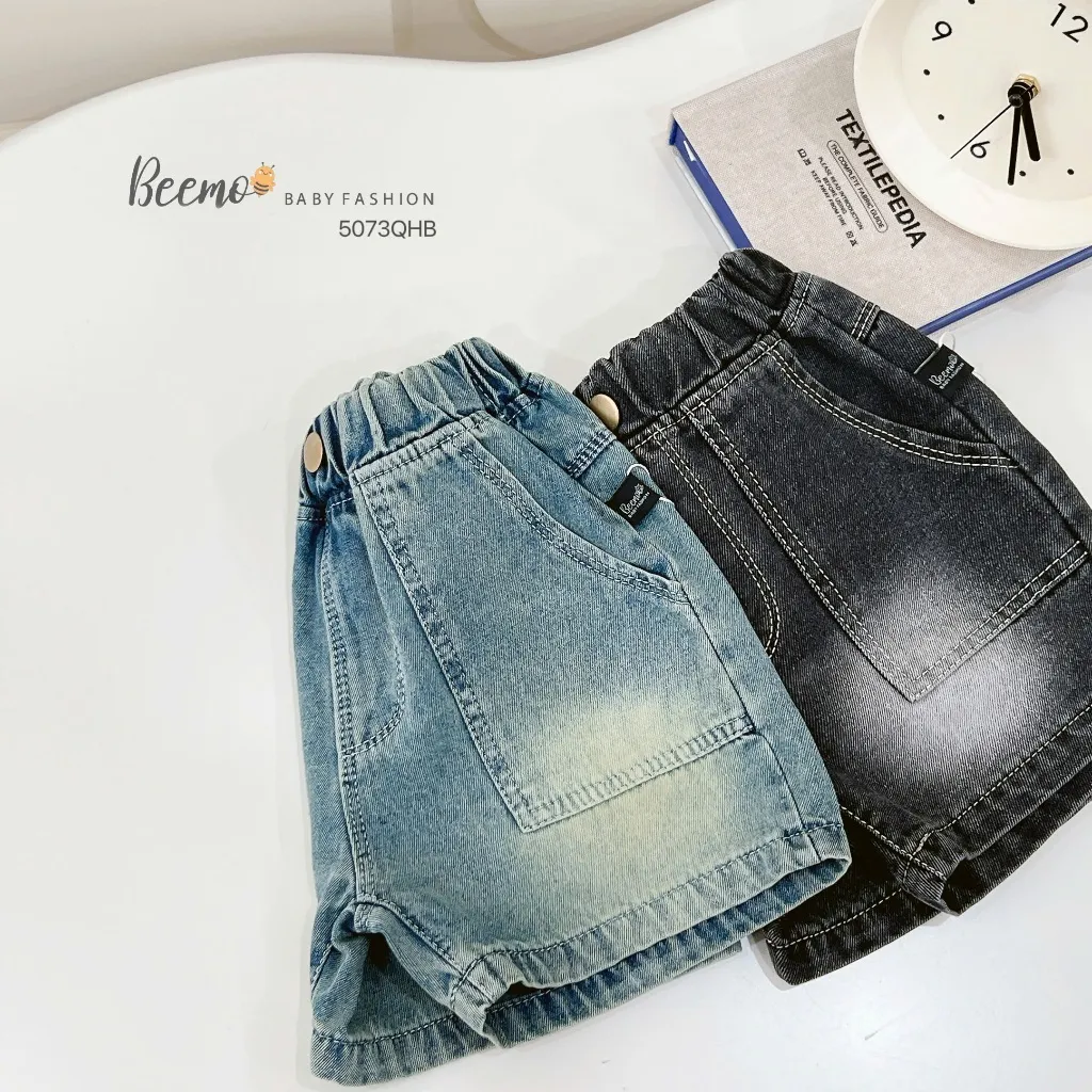 Ảnh Quần short jean Beemo phối túi vải jean cho bé trai mặc đi chơi, đi học từ 9-24kg 5073QHB 2