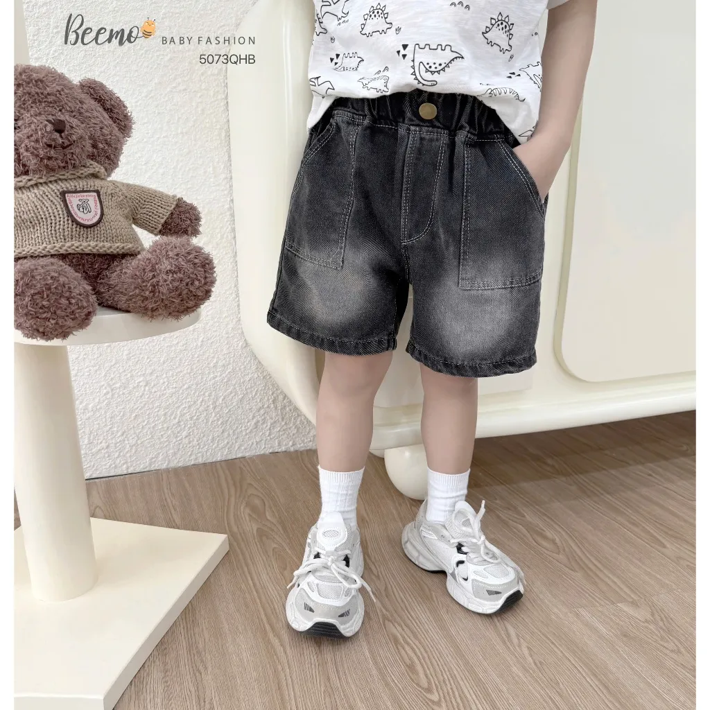 Ảnh Quần short jean Beemo phối túi vải jean cho bé trai mặc đi chơi, đi học từ 9-24kg 5073QHB 3
