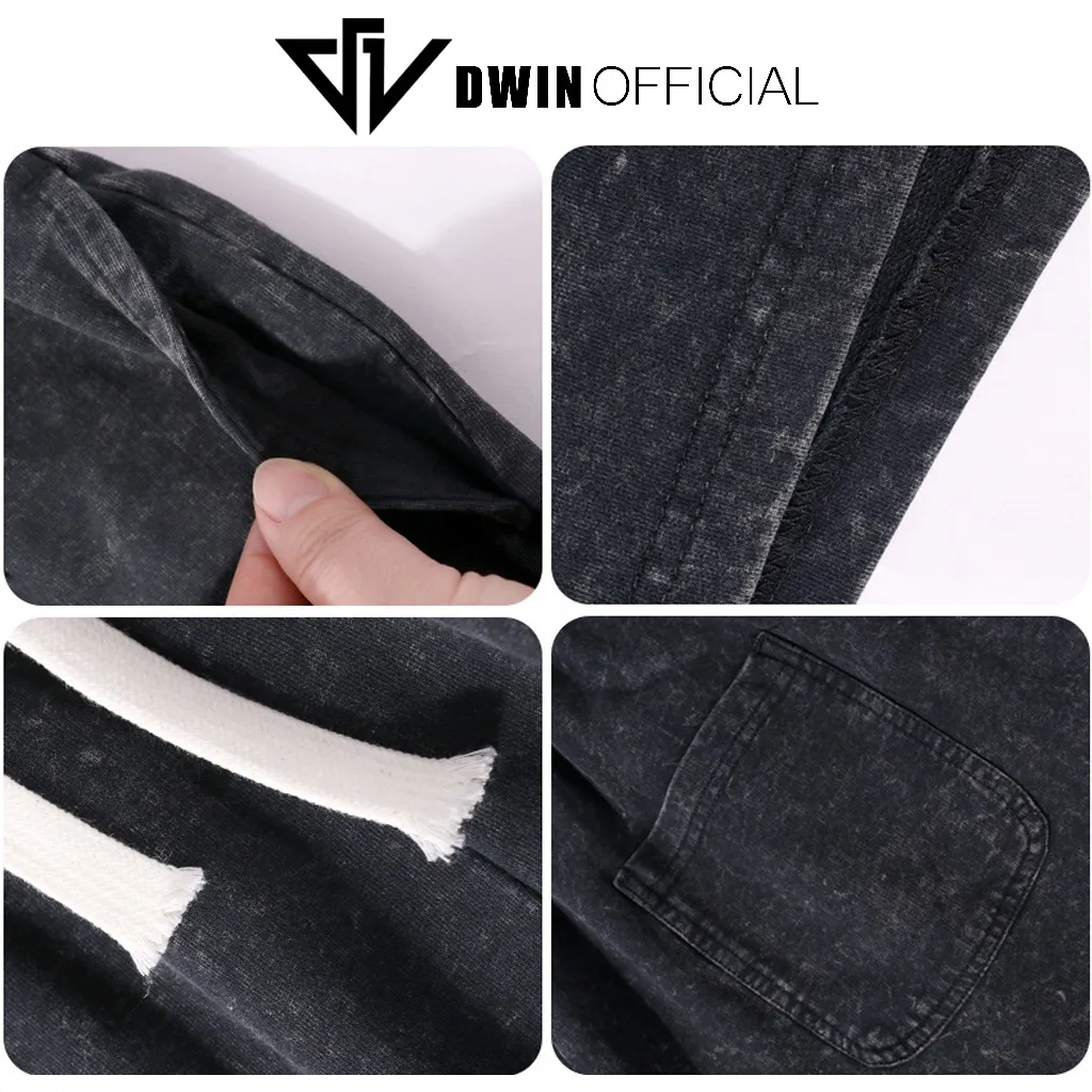 Ảnh Quần short jean cotton nam nữ DWIN đùi jean cotton wash form rộng basic unisex chống nhăn không xù 4