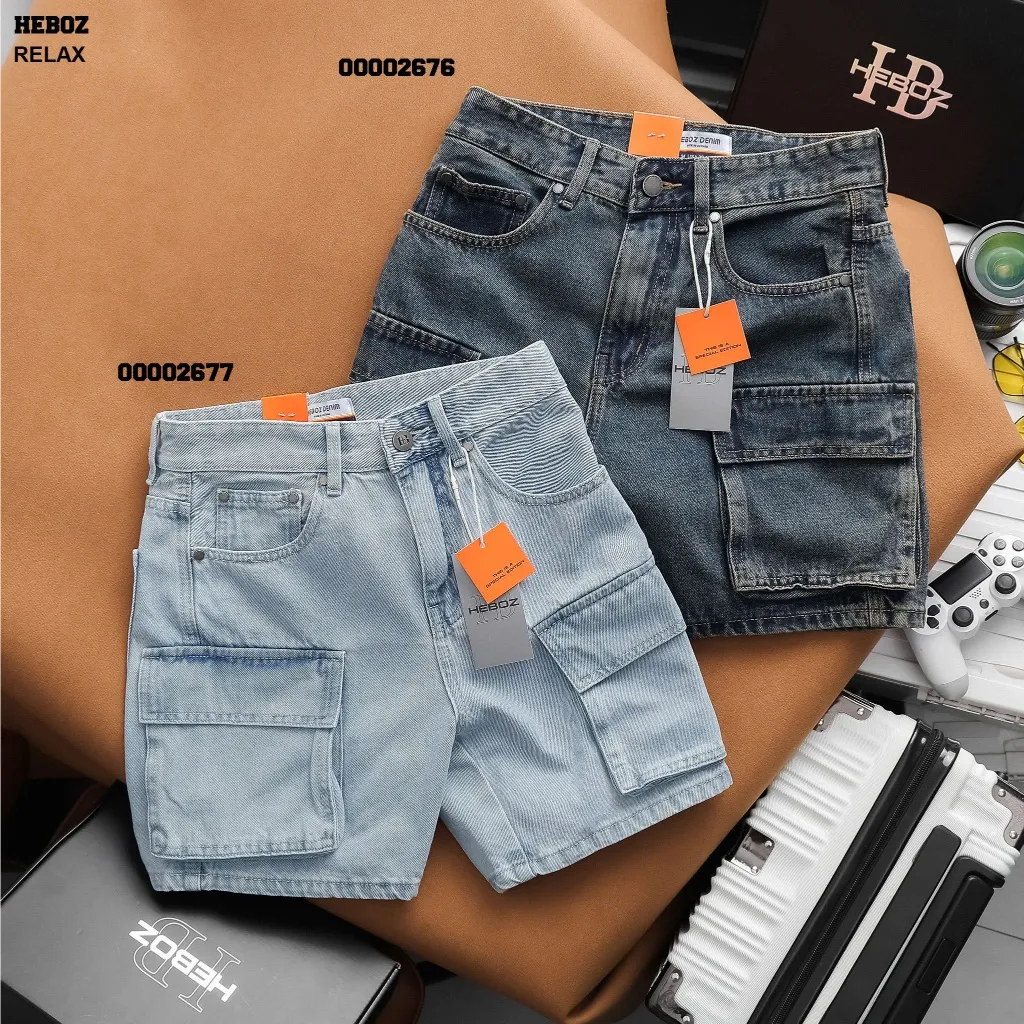 Ảnh Quần short jean nam Heboz cargo S020, quần đùi nam denim cao cấp - 00002676 3