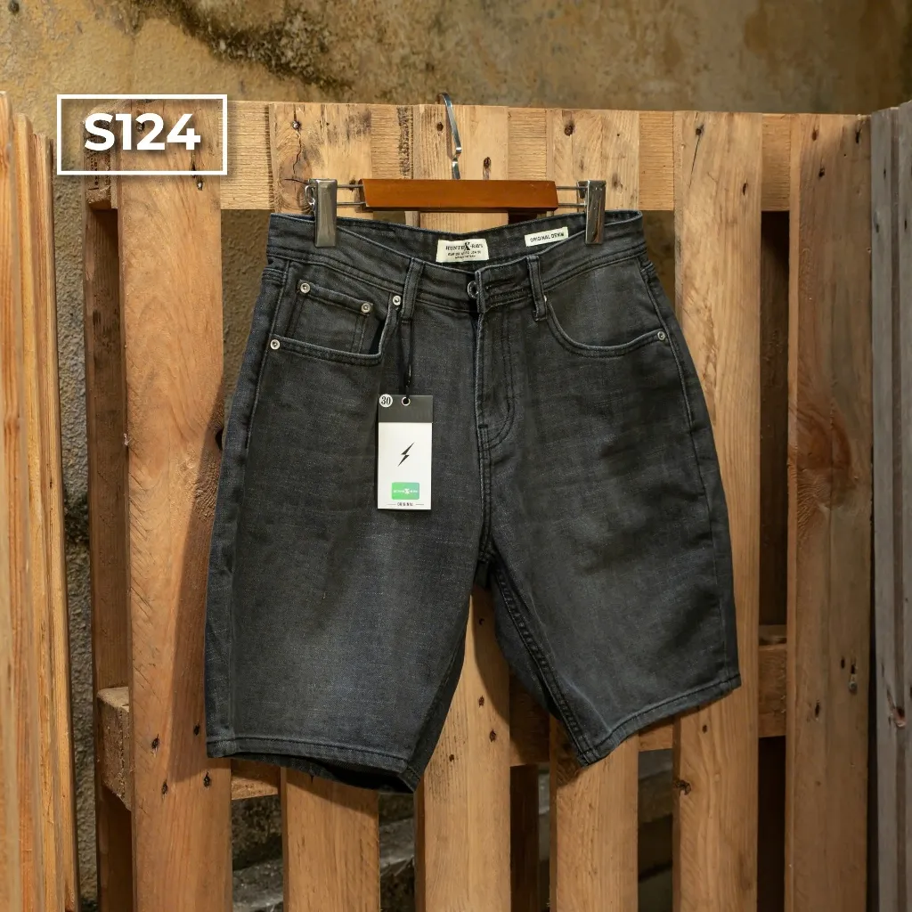 Ảnh Quần Short Jean Nam S124 Màu Đen Xám Cá Tính, Dáng Slim Năng Động Just Men Thời Trang 1