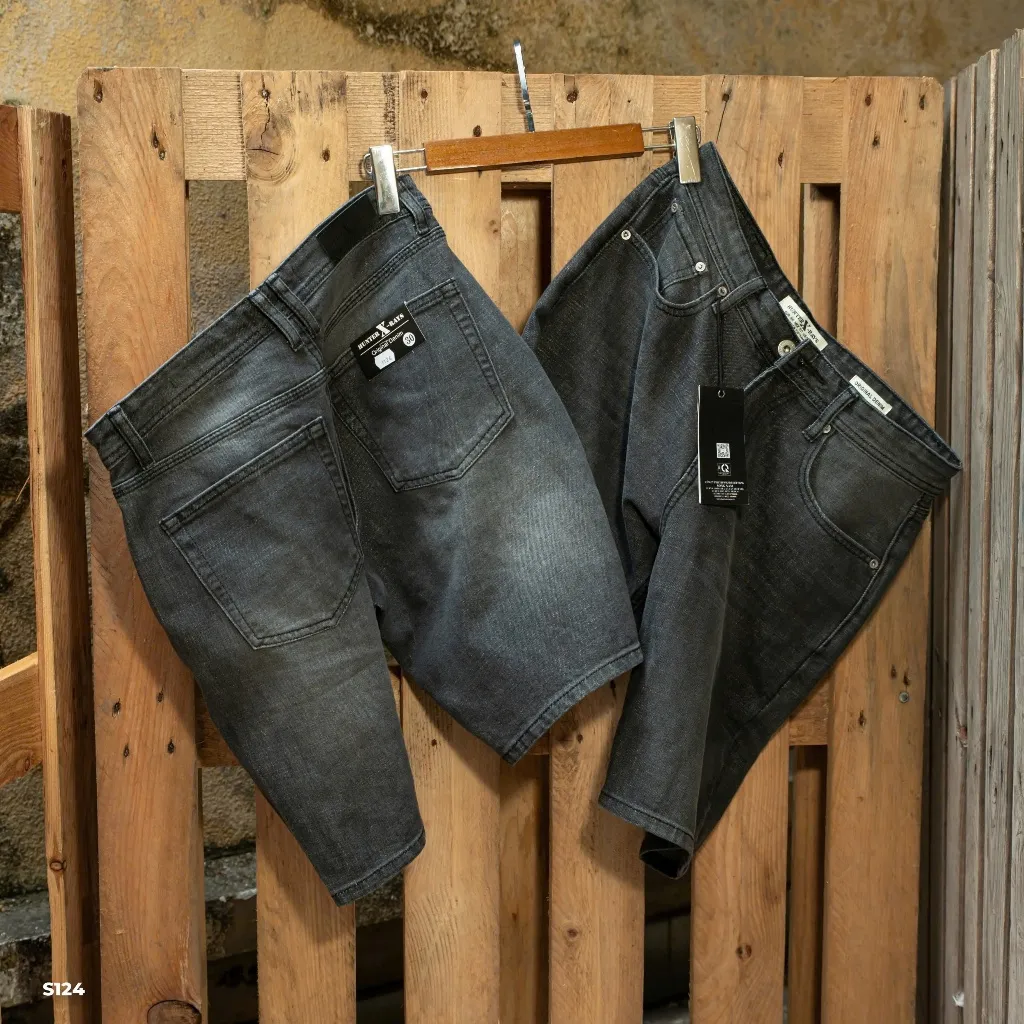 Ảnh Quần Short Jean Nam S124 Màu Đen Xám Cá Tính, Dáng Slim Năng Động Just Men Thời Trang 3