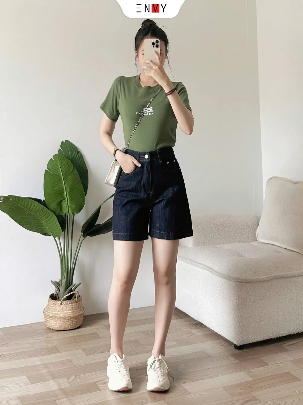 Ảnh Quần Short Jean Nữ Form Ngố Lưng Cao ENVY JS55, Quần Jean Đùi Nữ Mới 2