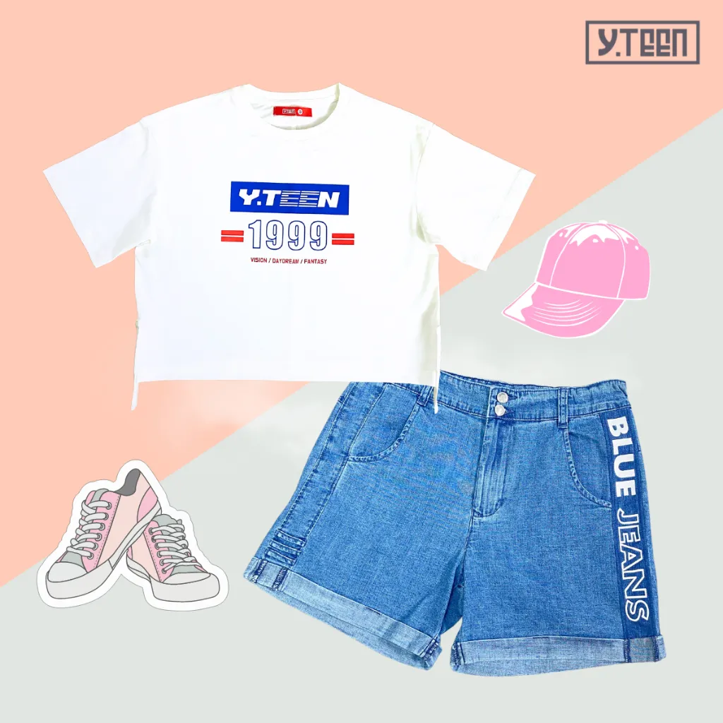 Ảnh Quần Short jean TT chữ YTEEN bé gái từ 35-65KG EQX044-3 1