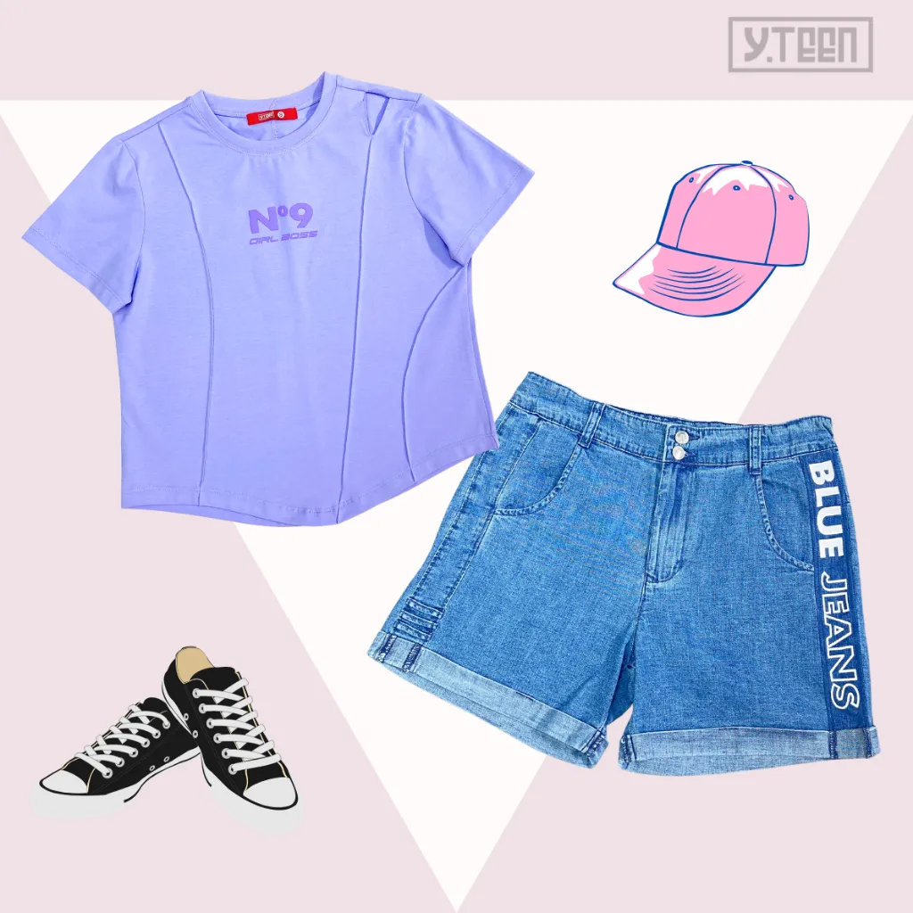 Ảnh Quần Short jean TT chữ YTEEN bé gái từ 35-65KG EQX044-3 2