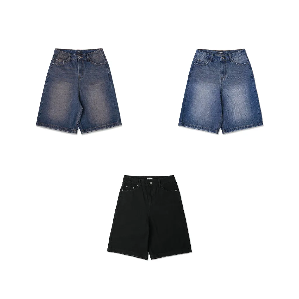 Ảnh Quần Short Jeans DAPPERANDMORE Washed Denim Form Lửng - Solid Black 2
