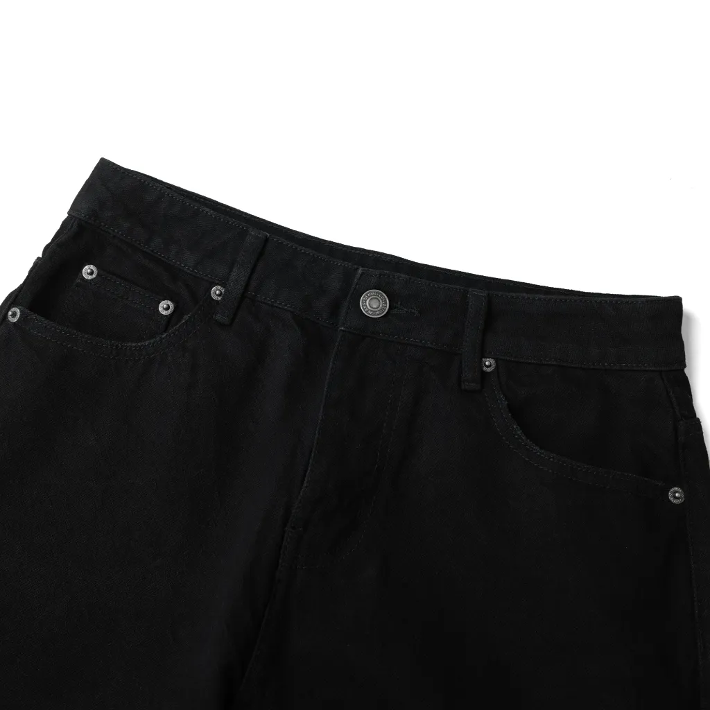 Ảnh Quần Short Jeans DAPPERANDMORE Washed Denim Form Lửng - Solid Black 3
