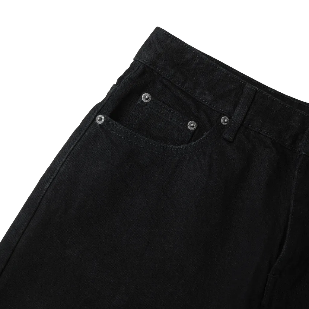 Ảnh Quần Short Jeans DAPPERANDMORE Washed Denim Form Lửng - Solid Black 4