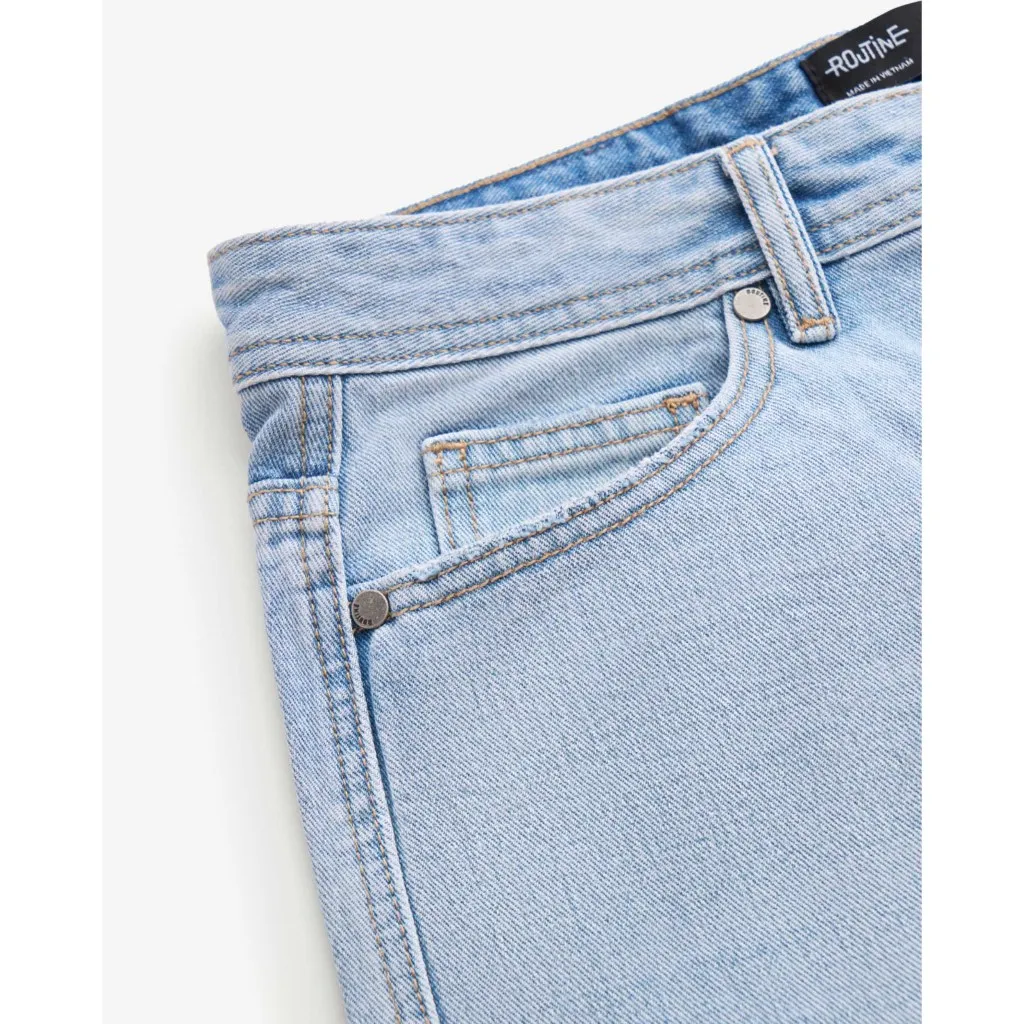Ảnh Quần Short Jeans Nam Ống Suông Trơn Form Straight - Routine 10S25DPS001 3