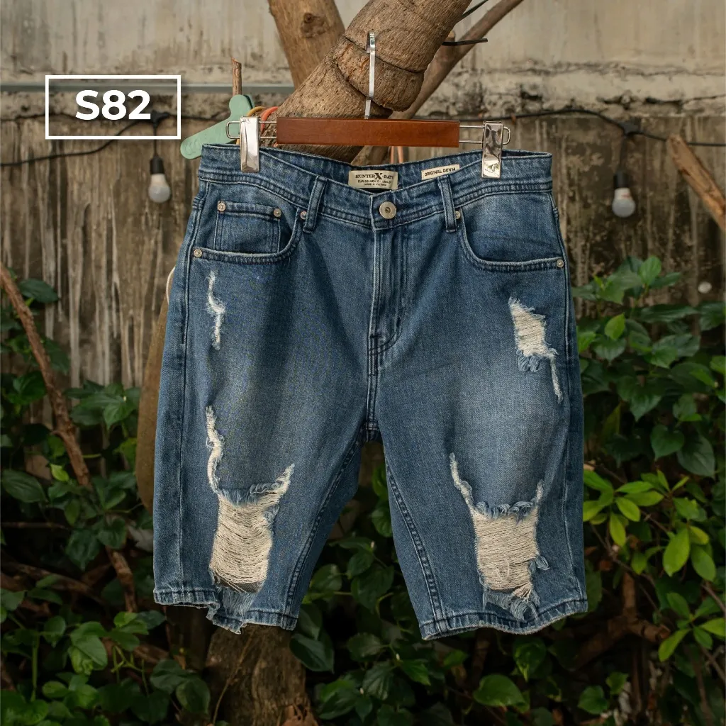 Ảnh Quần Short Jeans Nam Rách Cao Cấp JUSTMEN Form Slim 1