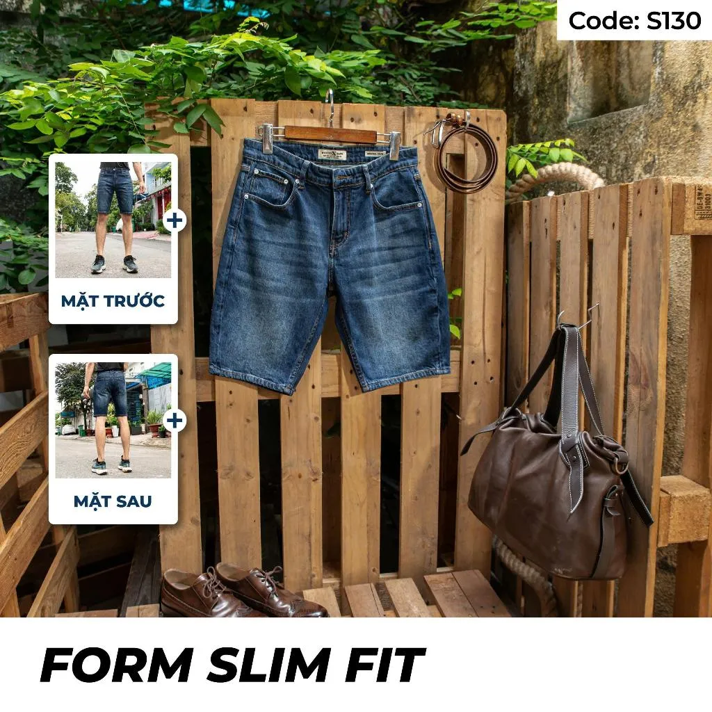 Ảnh Quần Short Jeans Nam Xanh Wash Sáng S130 Denim Spandex Co Giãn Just Men Thời Trang Nam 1