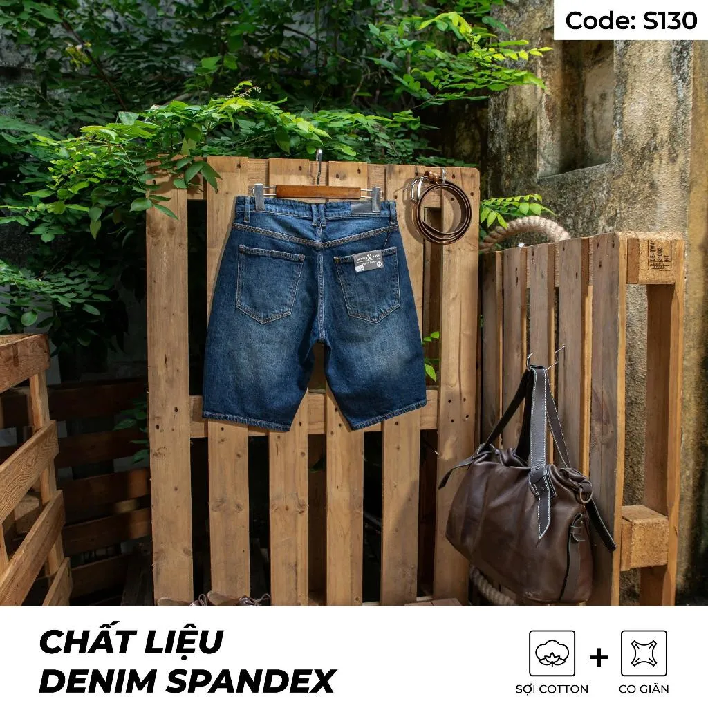 Ảnh Quần Short Jeans Nam Xanh Wash Sáng S130 Denim Spandex Co Giãn Just Men Thời Trang Nam 2