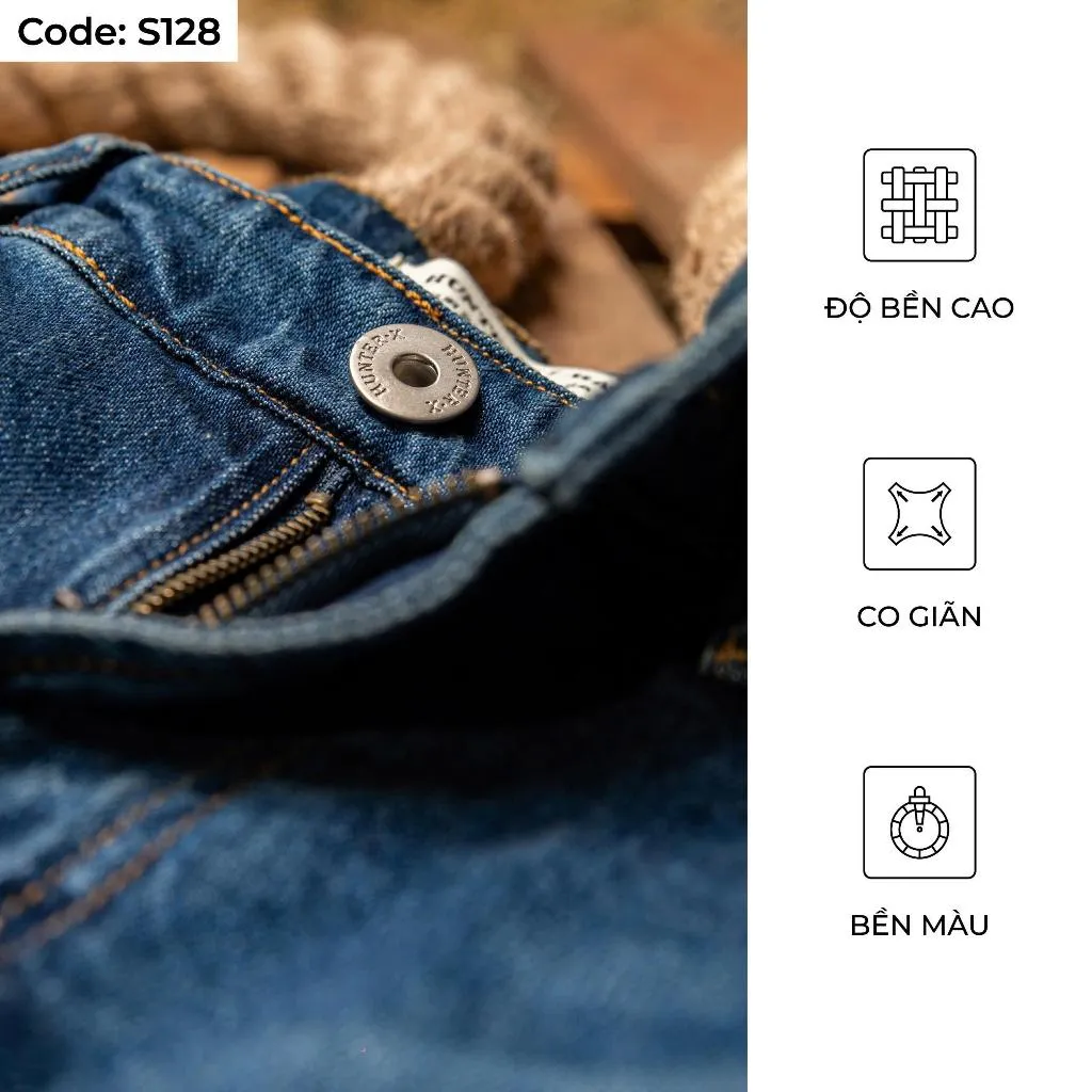 Ảnh Quần Short Jeans Nam Xanh Wash Sáng S128 Denim Spandex Co Giãn Just Men Thời Trang Nam 4