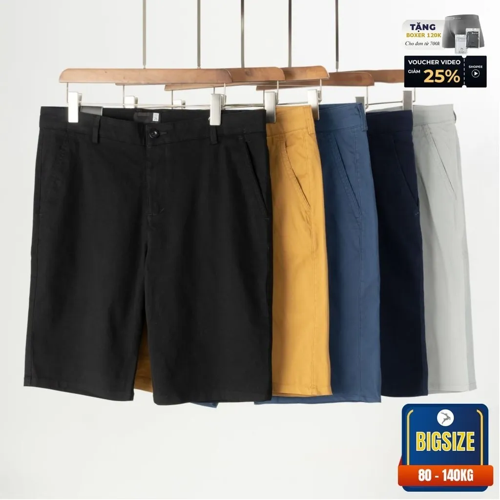Ảnh Quần Short Kaki Big Size Nam 80-140kg AKYOO Vải Cotton Co Giãn, Thoải Mái -  SO KAKI DEN 01 2