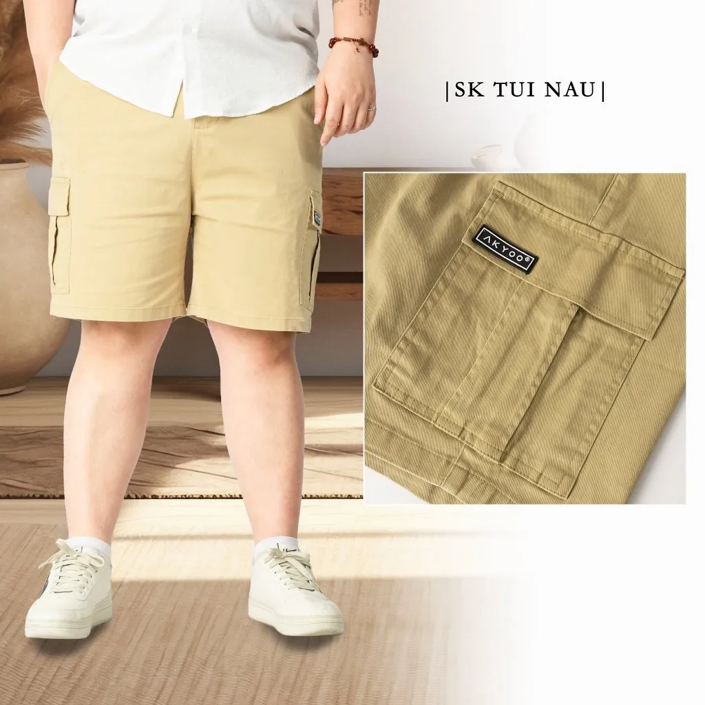 Ảnh Quần Short Kaki Big Size Nam 80-140kg AKYOO Vải Cotton Co Giãn, Thoải Mái_ KAKI TUI HOP 4
