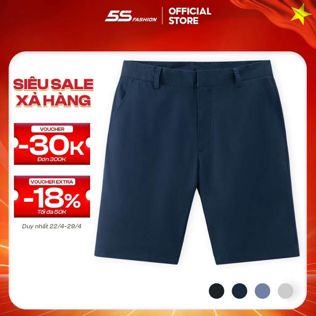 Ảnh Quần Short Kaki Nam 5S FASHION Mềm Mịn,Thiết Kế Cúc Ẩn Mặt Trong Lịch Sự (QSK25014) 1