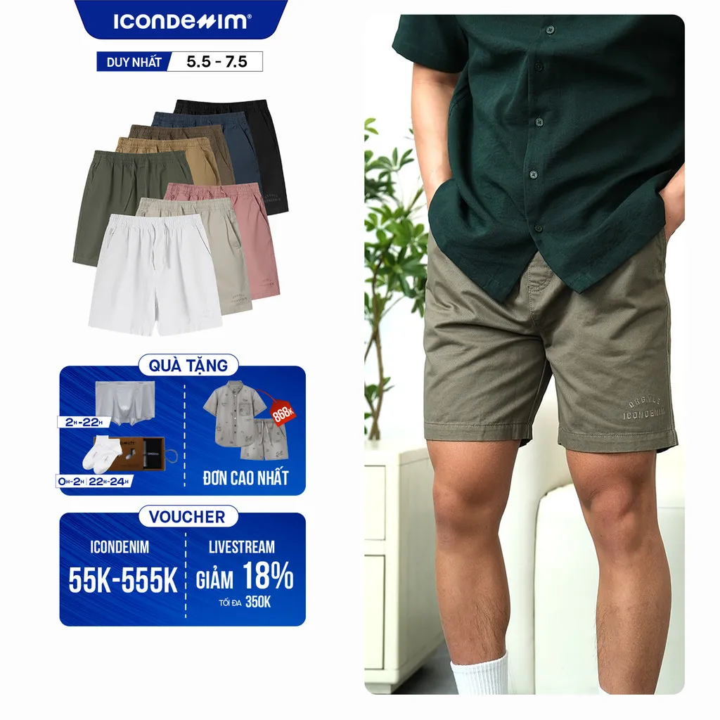 Ảnh Quần Short Kaki Nam Garment Dye Form Regular QSID0230 1