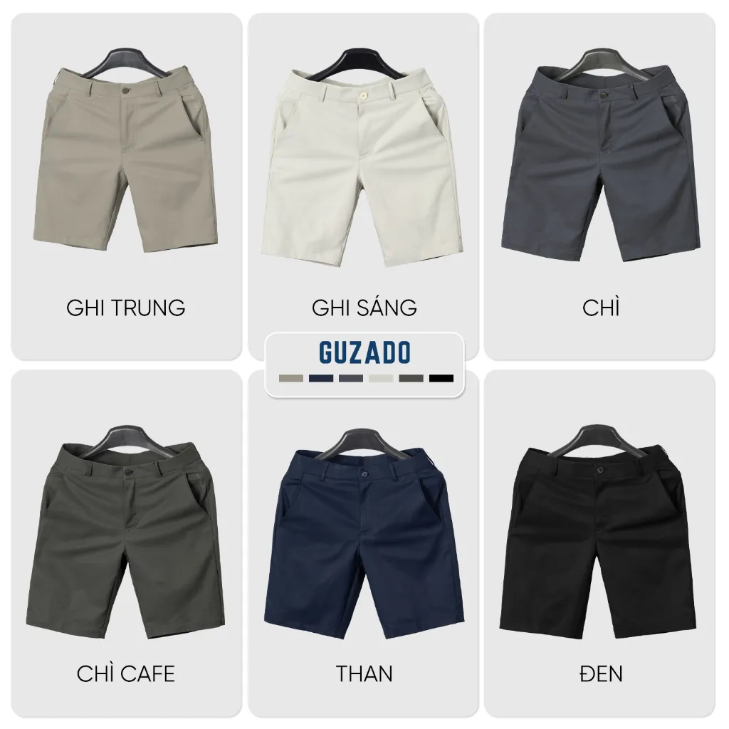 Ảnh Quần Short Kaki Nam GUZADO Lịch Sự Sang Trọng, Chất Vải Dày Dặn, Đứng Form MSR2515 2
