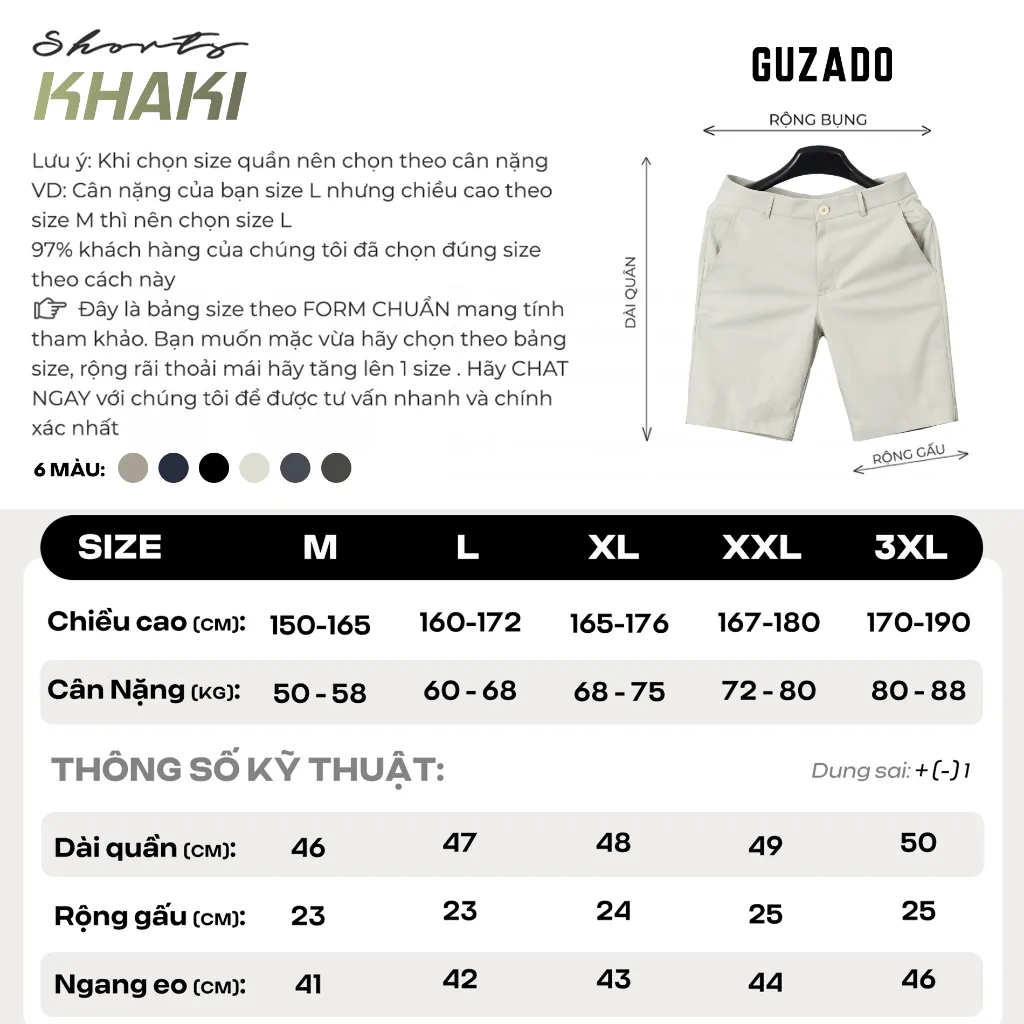 Ảnh Quần Short Kaki Nam GUZADO Lịch Sự Sang Trọng, Chất Vải Dày Dặn, Đứng Form MSR2515 3