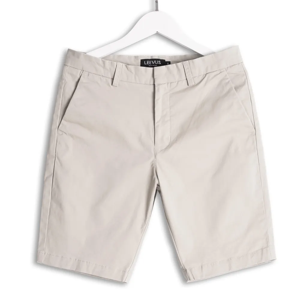 Ảnh Quần short kaki nam LEEVUS, Lưng khuy cài, vải kaki mềm, đường may ẩn, form vừa vặn S105 QK06 1