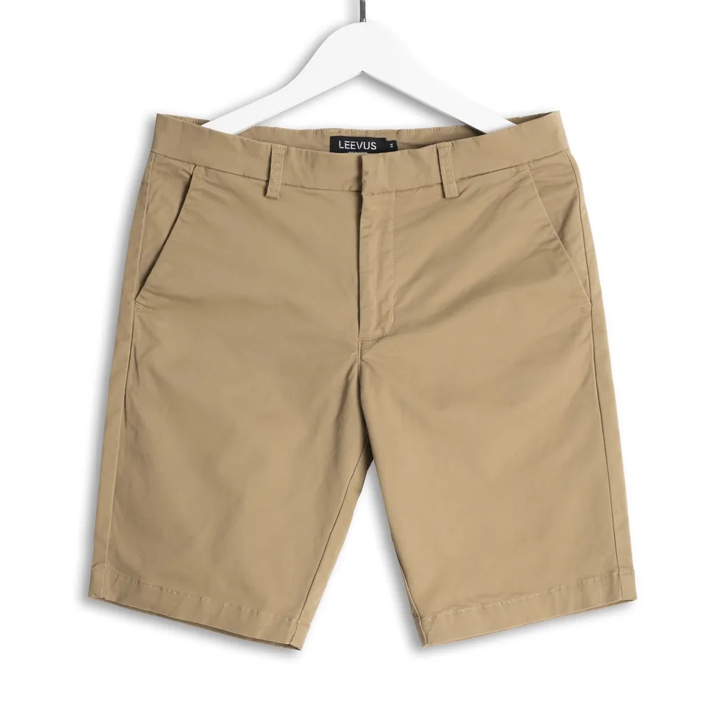 Ảnh Quần short kaki nam LEEVUS, Lưng khuy cài, vải kaki mềm, đường may ẩn, form vừa vặn S105 QK06 3