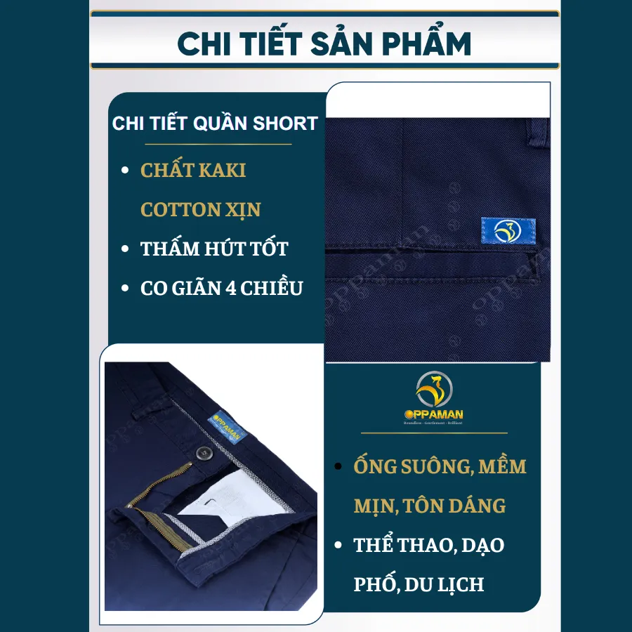 Ảnh Quần short kaki nam quần sọt nam quần sóc nam kaki cotton basic cao cấp co giãn dày OS1 OPPAMAN 3