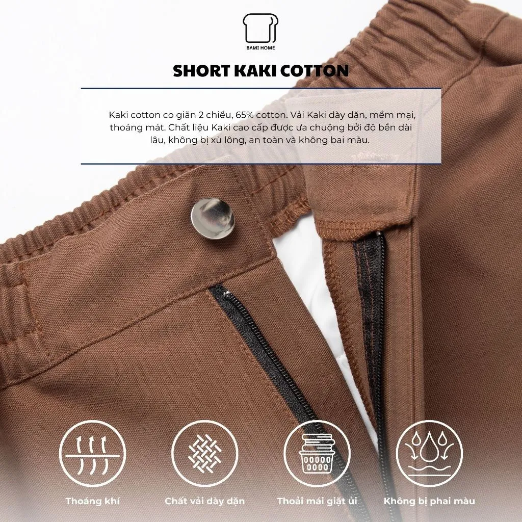 Ảnh Quần short kaki nam SEREIN BAMI HOME chất liệu kaki cotton, form trên gối, phong cách Hàn Quốc QK15 4