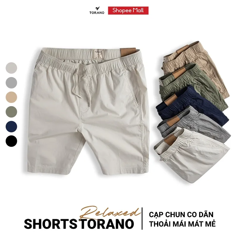 Ảnh Quần short kaki nam TORANO dáng basic cạp chun bền màu FSBK010 1