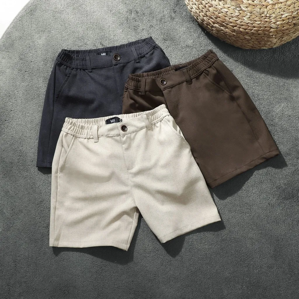 Ảnh Quần short Linen basic MK CLEVER nam co giãn dầy dặn, cạp chun co giãn 2 chiều, thoáng mát trẻ trung 4