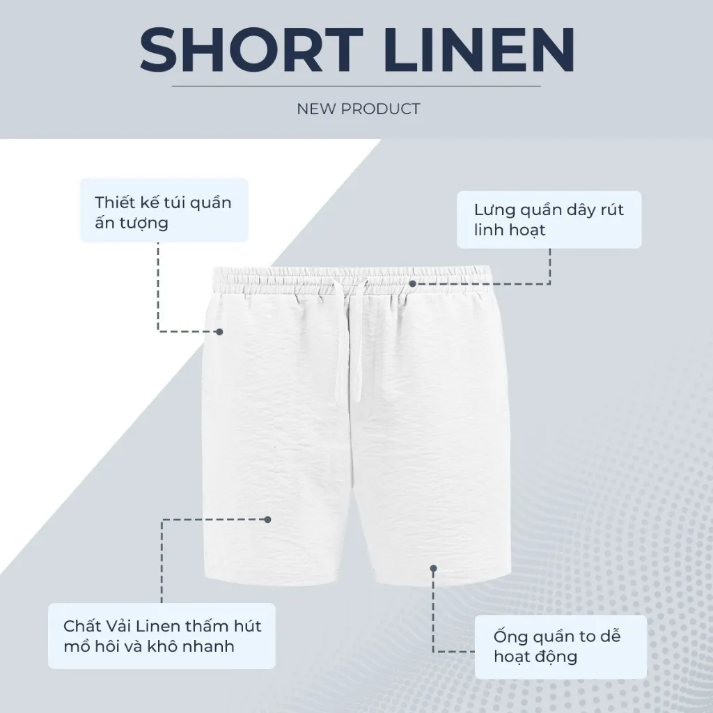 Ảnh Quần short LINEN POLOMANOR chất đũi cao cấp, mềm mại, lưng thun, thoải mái thanh lịch 4