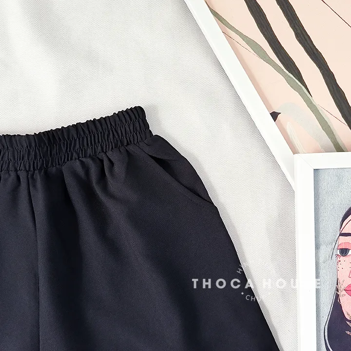 Ảnh Quần short lưng thun basic trơn đen THOCA HOUSE trẻ trung, năng động thường ngày dễ phối 3