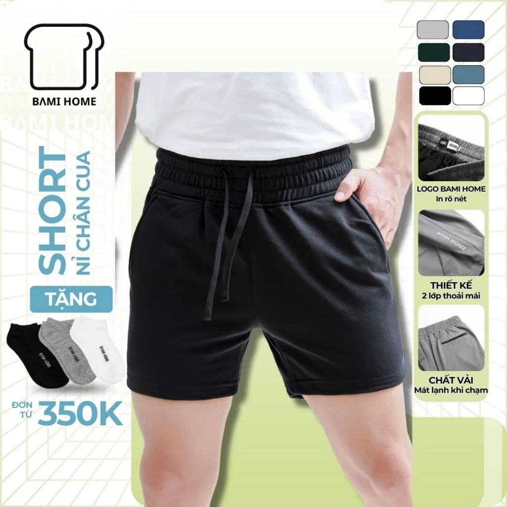Ảnh Quần short nam BAMI HOME vải nỉ chân cua phong cách thể thao thoáng mát, không xù vải QN082 1