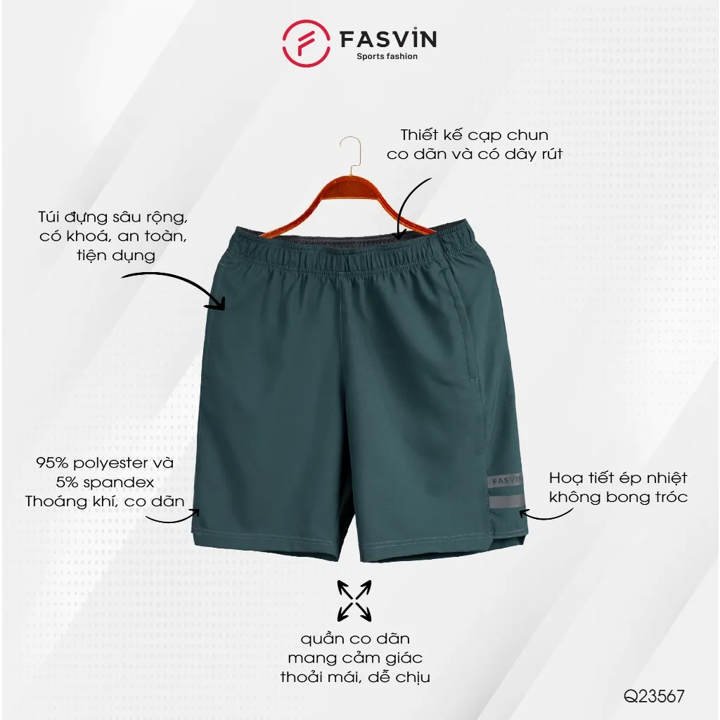 Ảnh Quần short nam Fasvin Q23567.HN vải dù gió mềm mát co giãn thoải mái tiện dụng chất đẹp hàng nhà máy 2