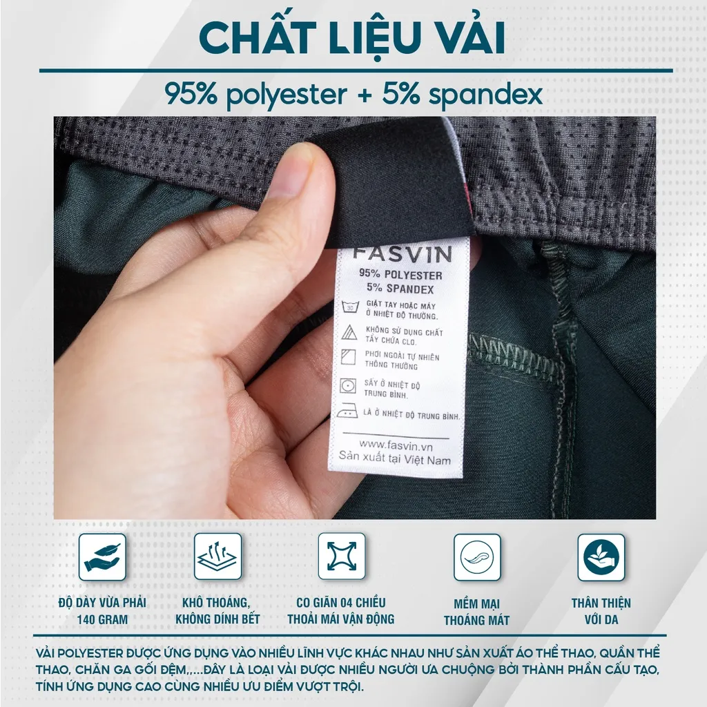 Ảnh Quần short nam Fasvin Q23567.HN vải dù gió mềm mát co giãn thoải mái tiện dụng chất đẹp hàng nhà máy 4